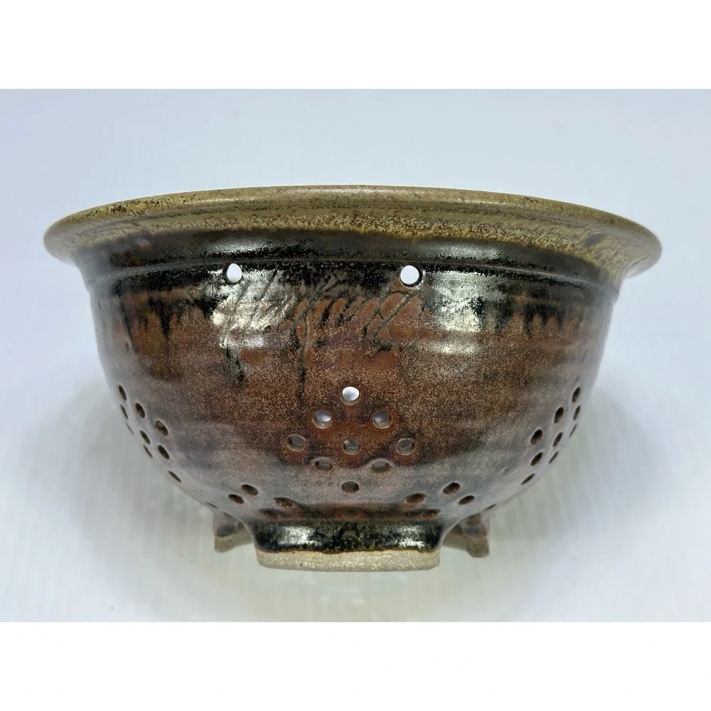 Hand Thrown Art Pottery Colander Strainer Fruit Berries Glossy Finish 4